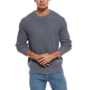 Vince Mens Macro Waffle Wool & Cashmere-Blend Crewneck Sweater, Blue